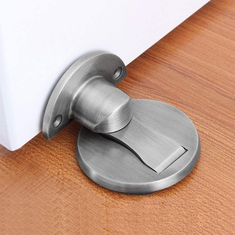 KOLAKO Magnetic Door Stop,Magnetic Door Stopper Brushed Satin Nickel,Floor Metal Magnetic Door Catch Invisible Door Holder with Adhesive,Stainless Steel Heavy Duty Silver Doorstop - Image 1